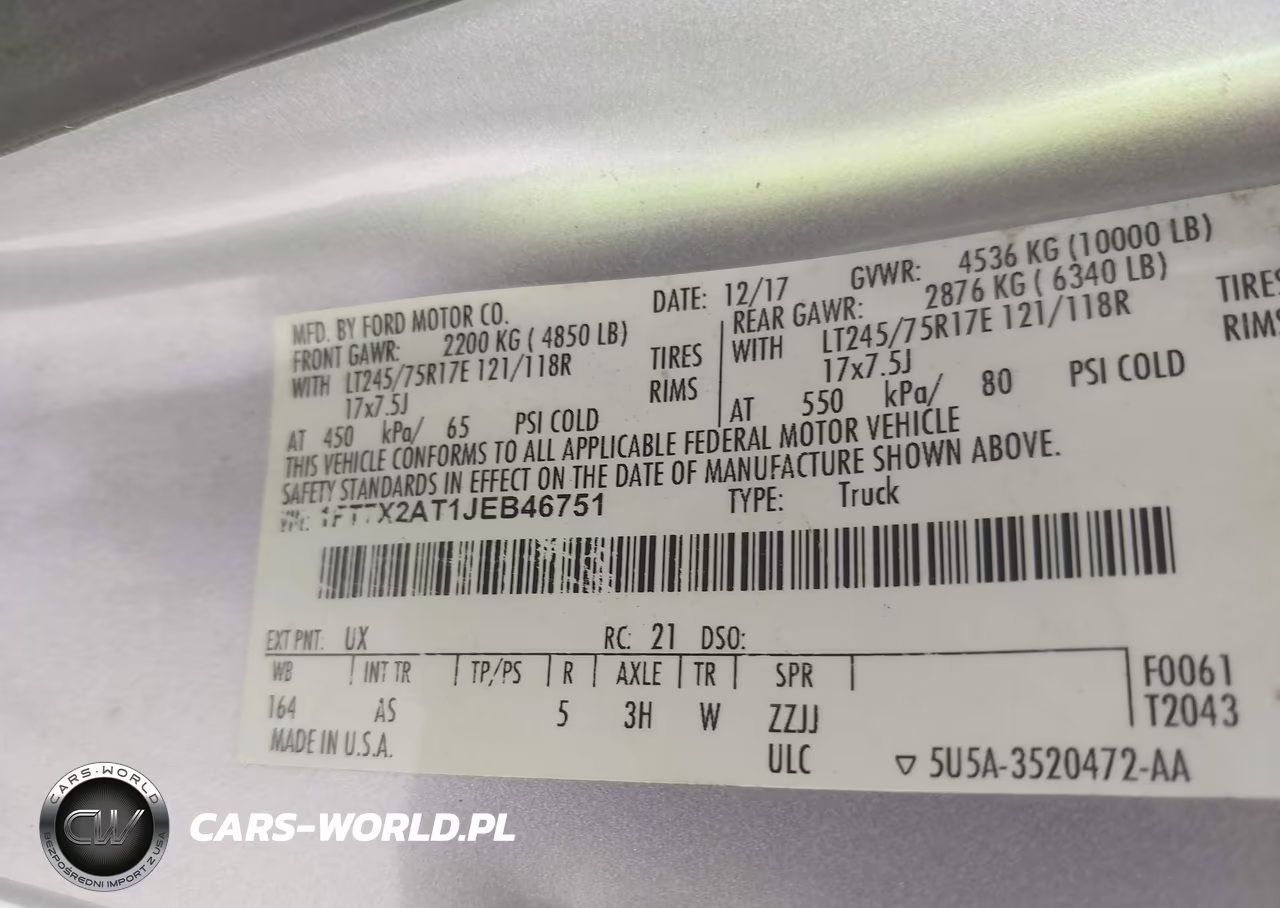 2018 Ford F-250 Xl VIN:1FT7X2AT1JEB46751 - 9