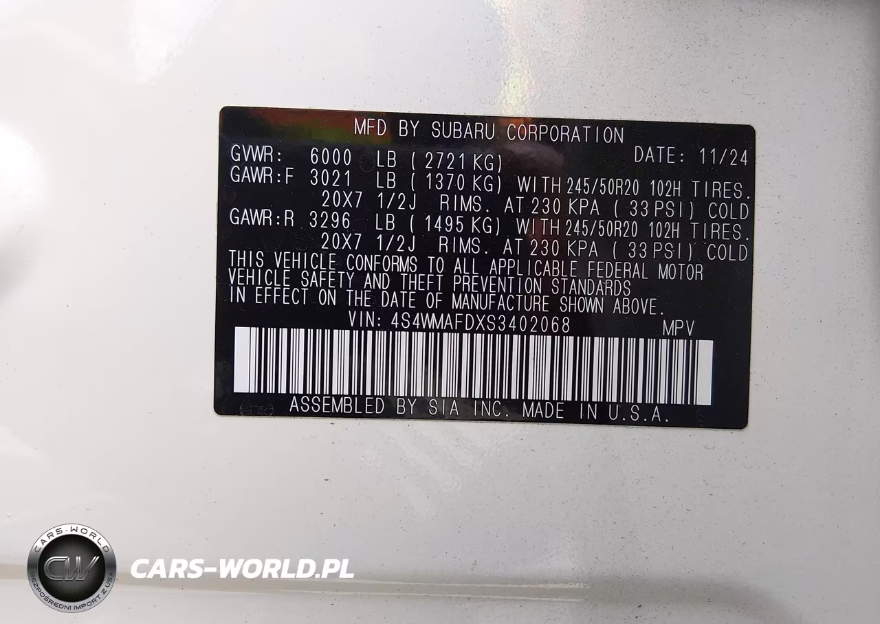 2025 Subaru Ascent Onyx Edition 7-Passenger VIN:4S4WMAFDXS3402068 - 9