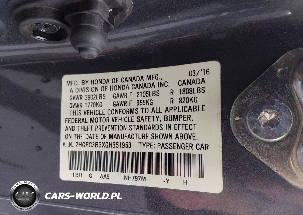 2016 Honda Civic Ex-T VIN:2HGFC3B3XGH351953 - 9
