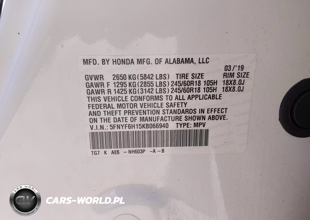 2019 Honda Pilot Lx VIN:5FNYF6H15KB066940 - 9