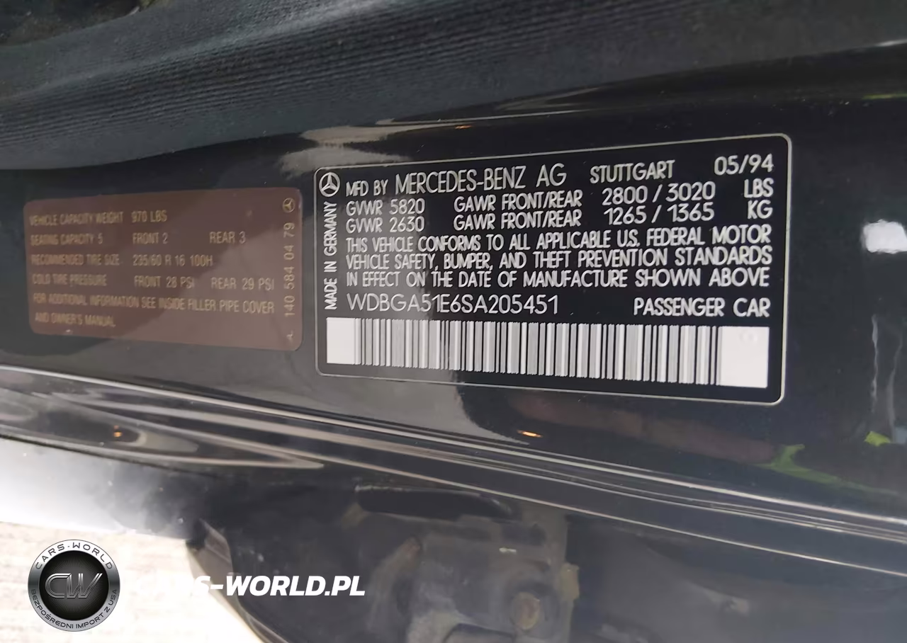 1995 Mercedes-Benz S 500 VIN:WDBGA51E6SA205451 - 9