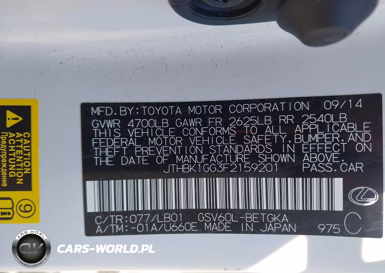 2015 Lexus Es 350 VIN:JTHBK1GG3F2159201 - 9