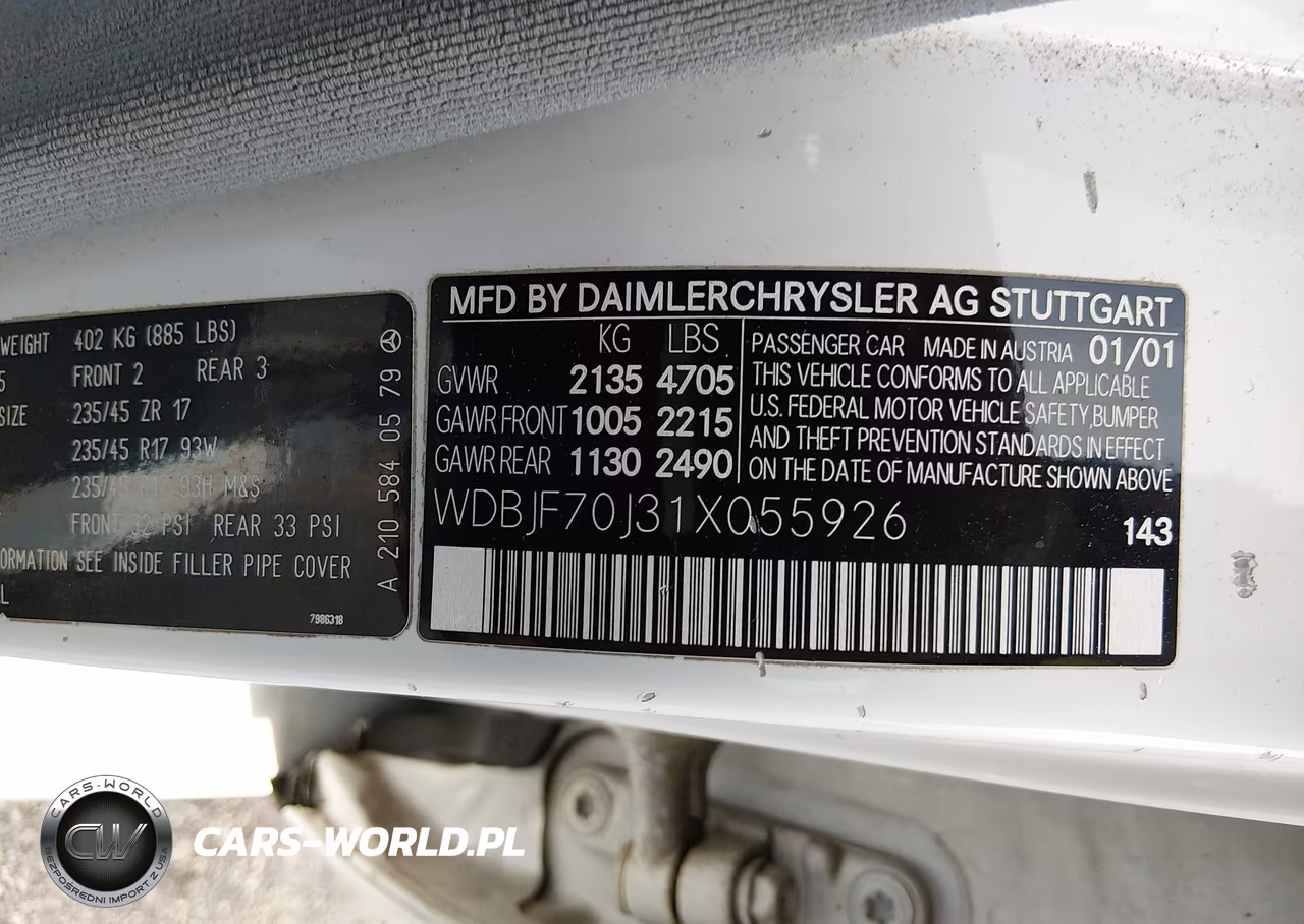 2001 Mercedes-Benz E 430 VIN:WDBJF70J31X055926 - 9