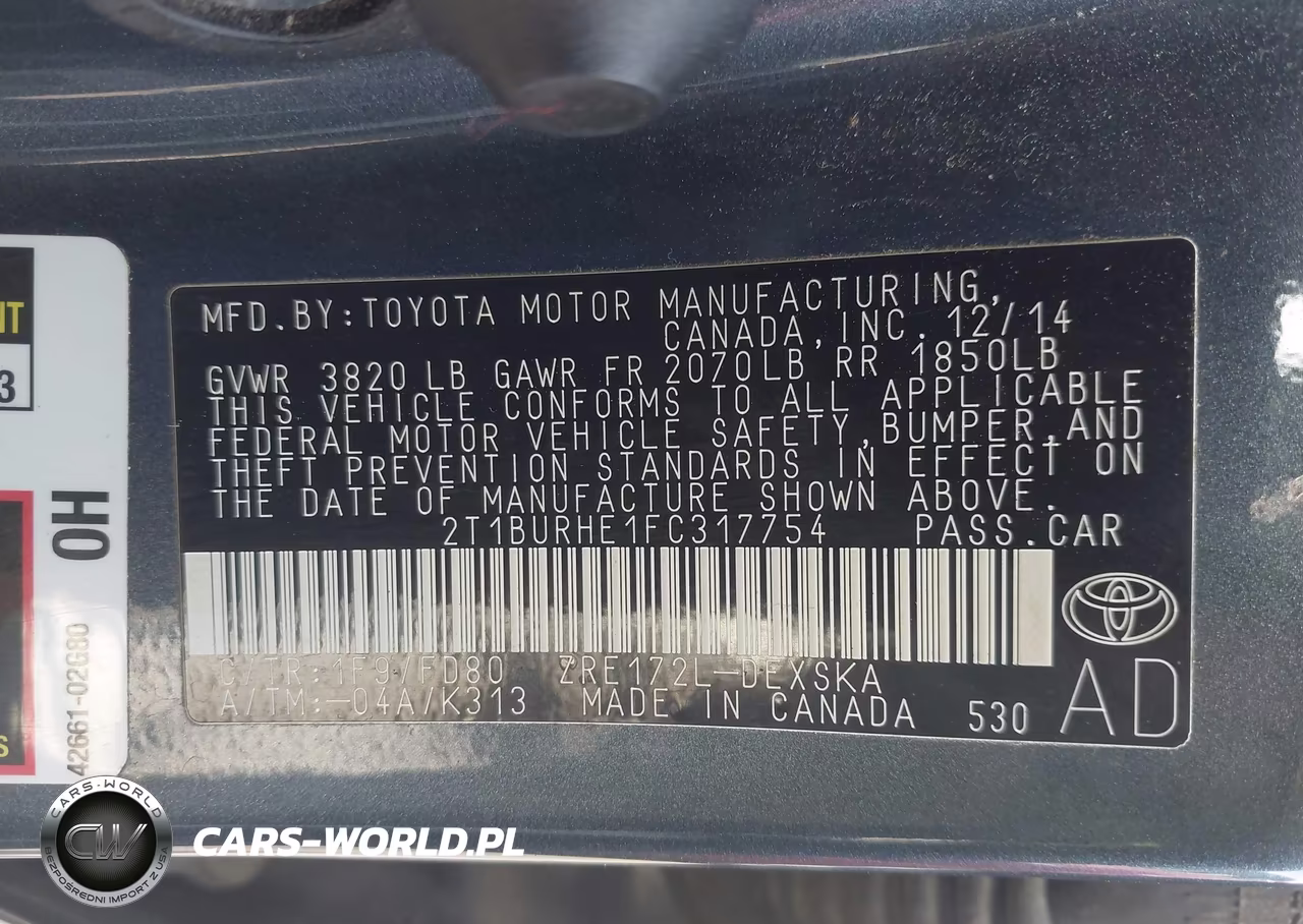 2015 Toyota Corolla S Plus VIN:2T1BURHE1FC317754 - 9