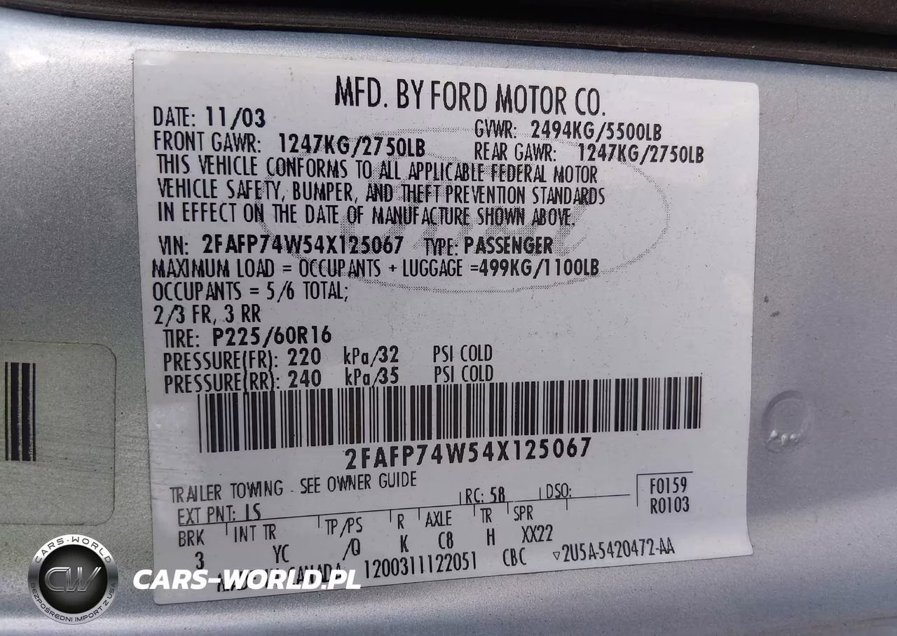 2004 Ford Crown Victoria Lx VIN:2FAFP74W54X125067 - 9