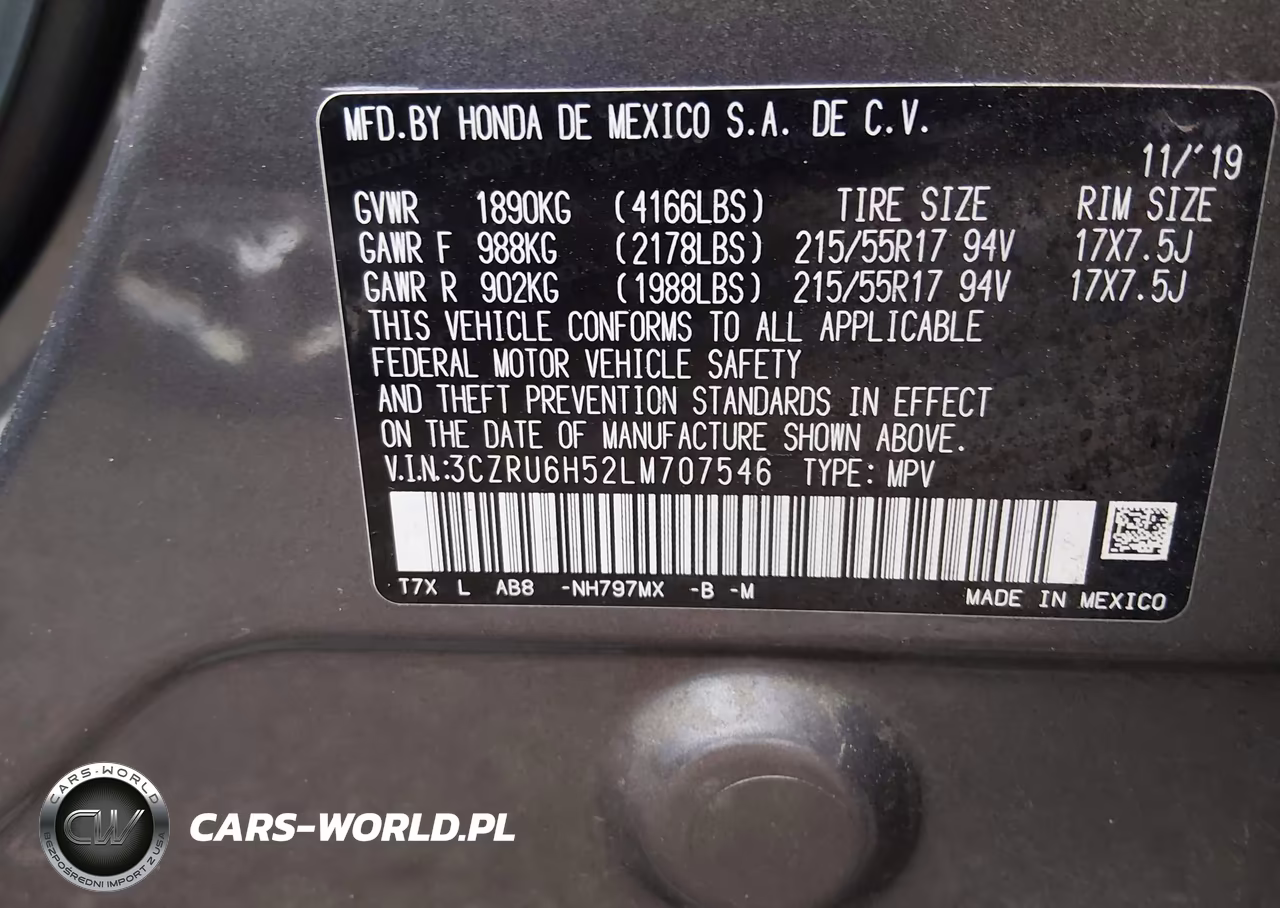 2020 Honda Hr-V Awd Ex VIN:3CZRU6H52LM707546 - 9