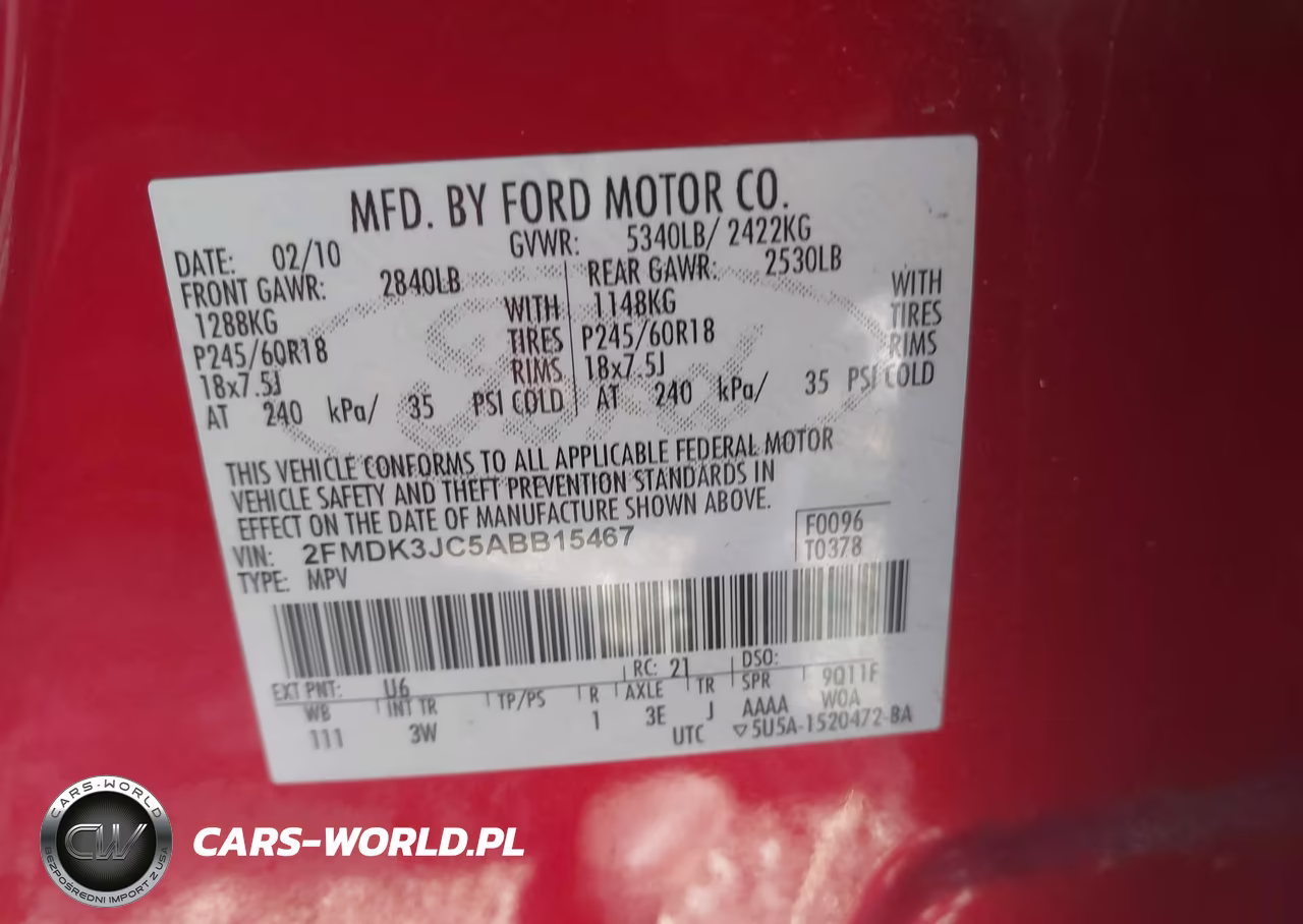 2010 Ford Edge Sel VIN:2FMDK3JC5ABB15467 - 9