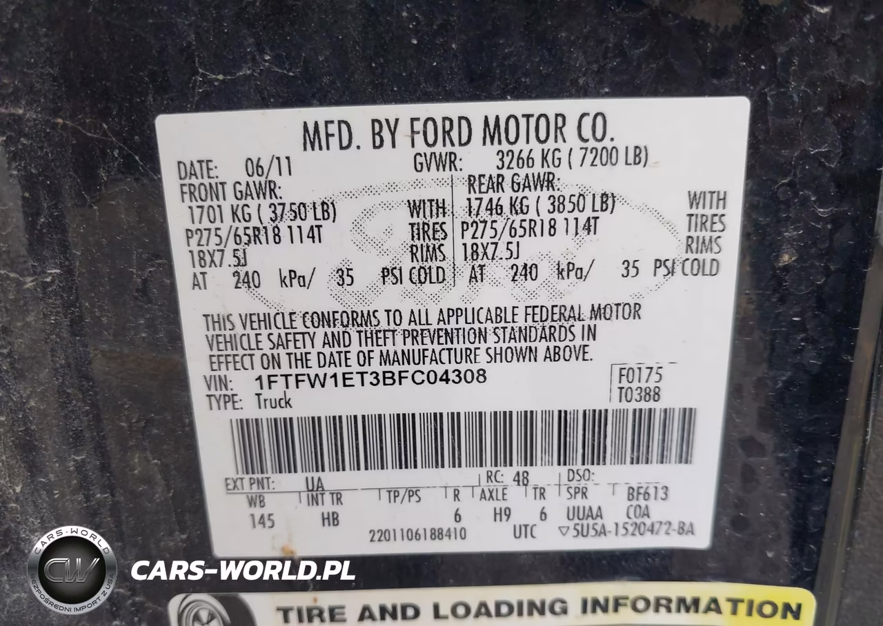 2011 Ford F-150 Lariat VIN:1FTFW1ET3BFC04308 - 9