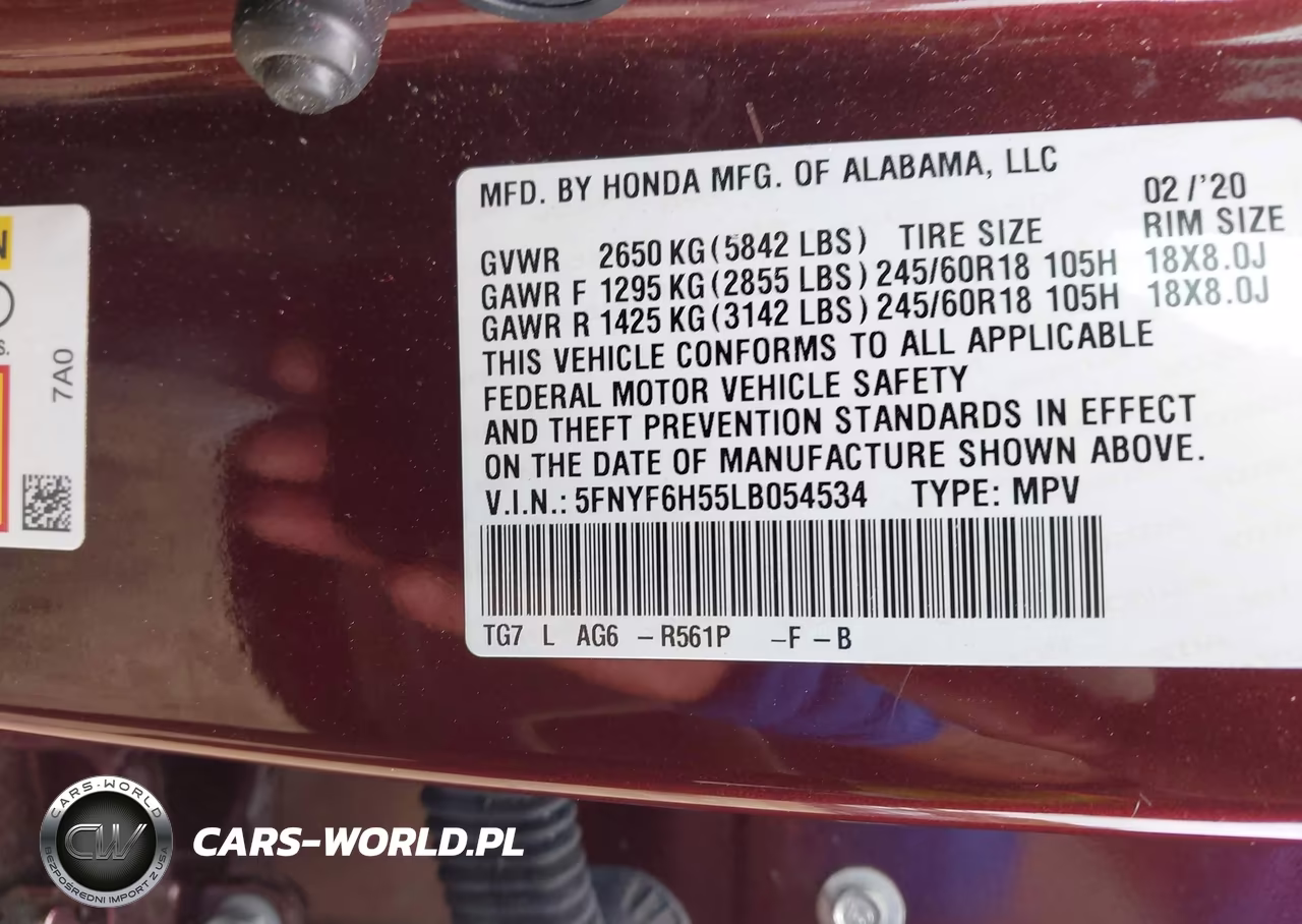 2020 Honda Pilot Awd Ex-L VIN:5FNYF6H55LB054534 - 9