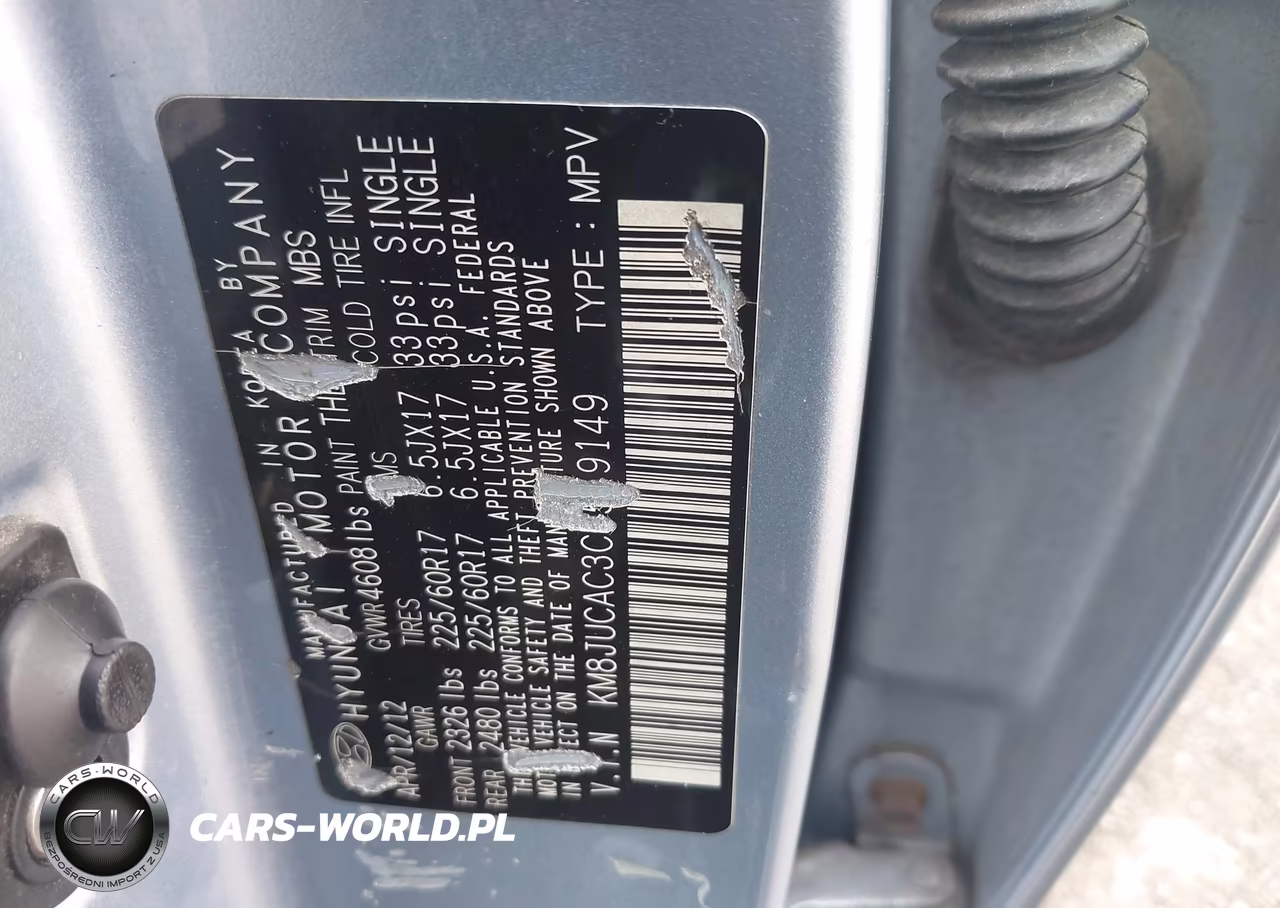 2012 Hyundai Tucson Gls VIN:KM8JUCAC3CU519149 - 9