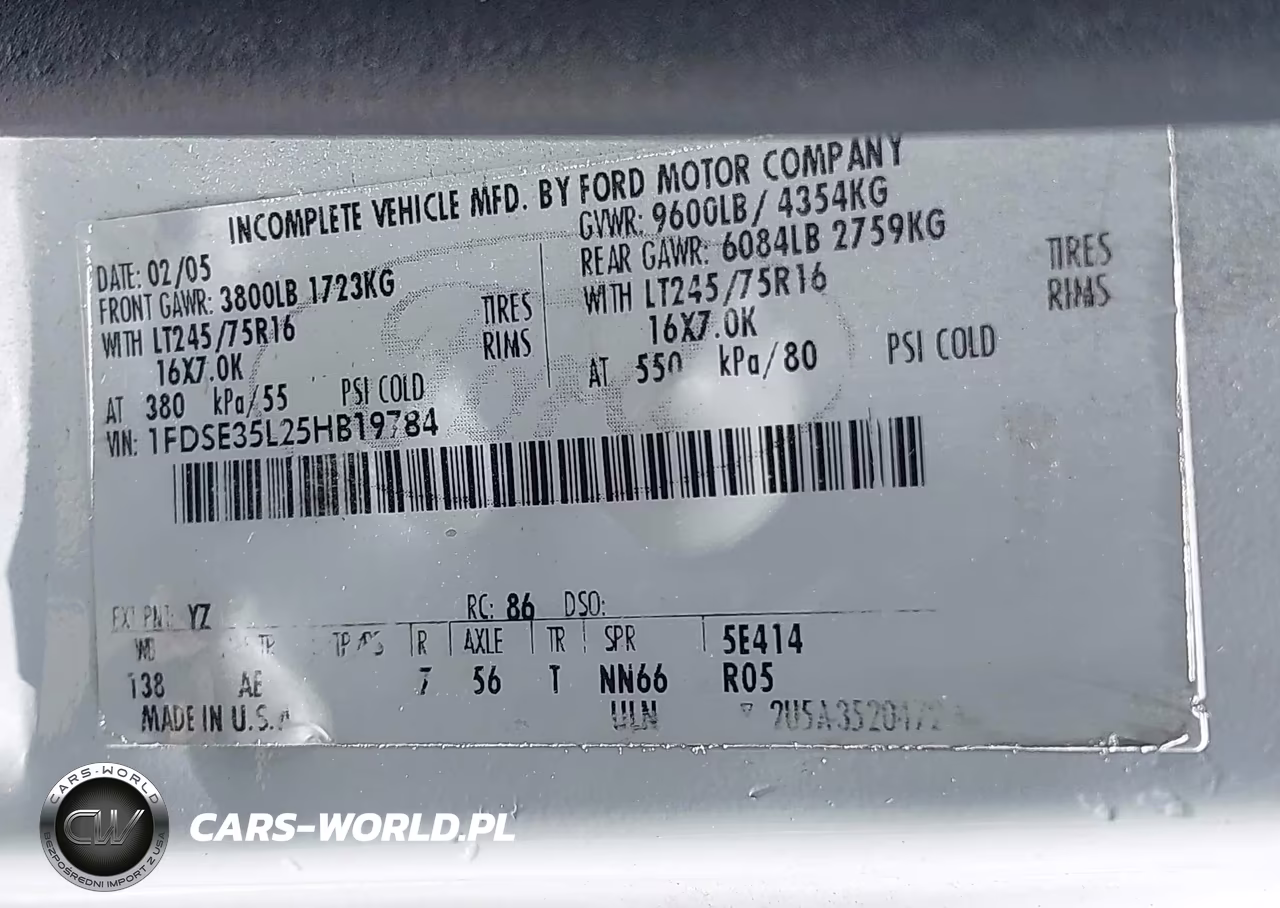 2005 Ford E-350 Cutaway Standard VIN:1FDSE35L25HB19784 - 8