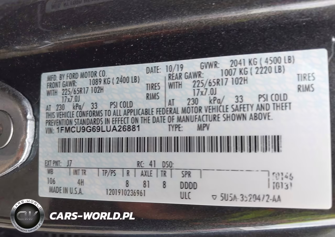 2020 Ford Escape Se VIN:1FMCU9G69LUA26881 - 9