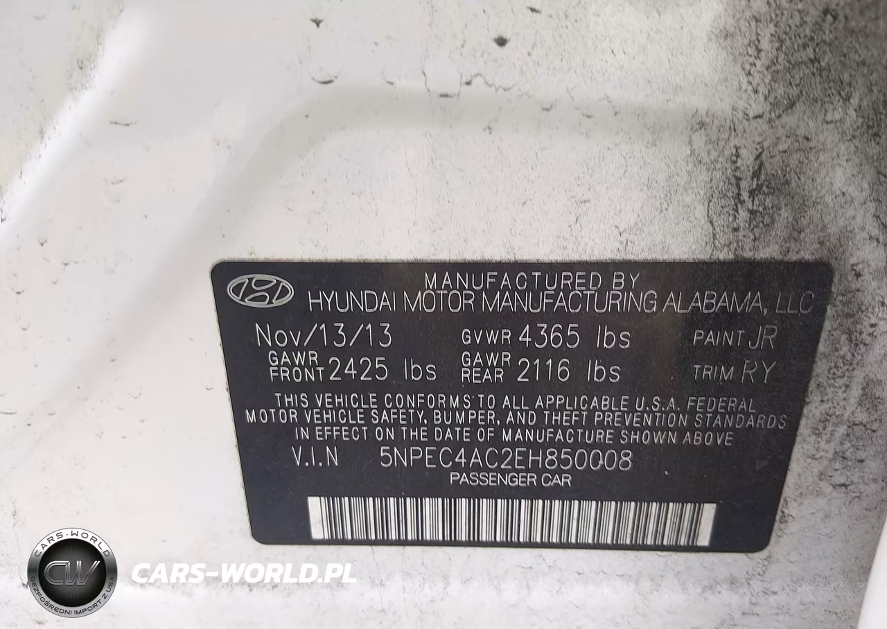2014 Hyundai Sonata Se VIN:5NPEC4AC2EH850008 - 9