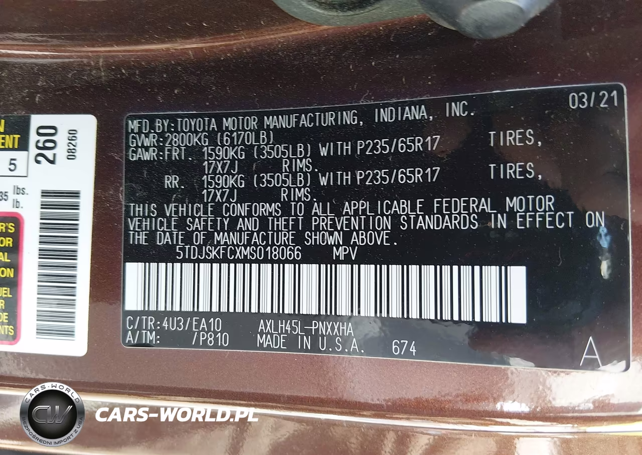 2021 Toyota Sienna Xle VIN:5TDJSKFCXMS018066 - 9