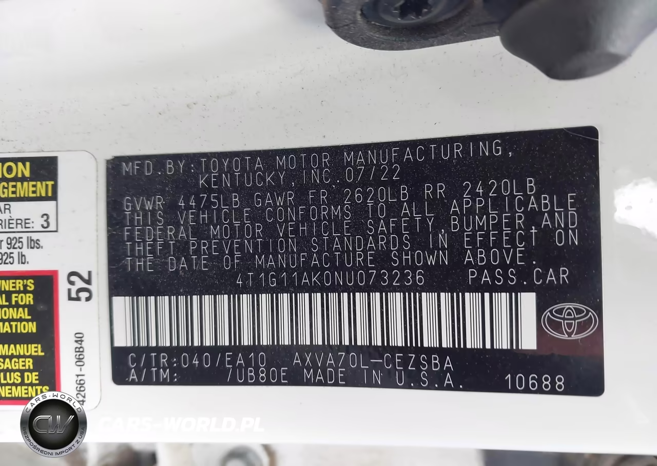 2022 Toyota Camry Se VIN:4T1G11AK0NU073236 - 9