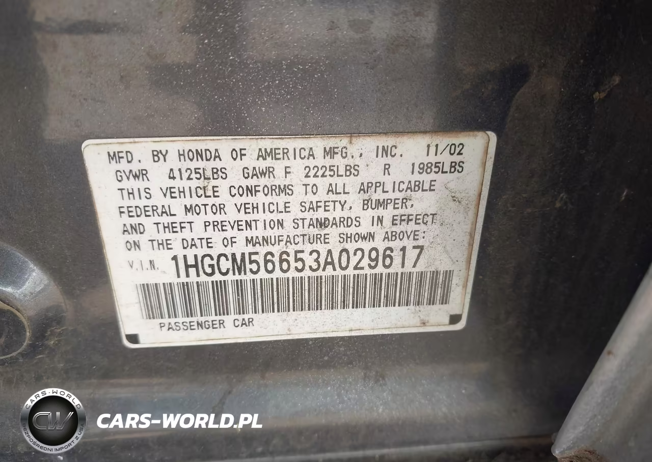 2003 Honda Accord 2.4 Ex VIN:1HGCM56653A029617 - 9