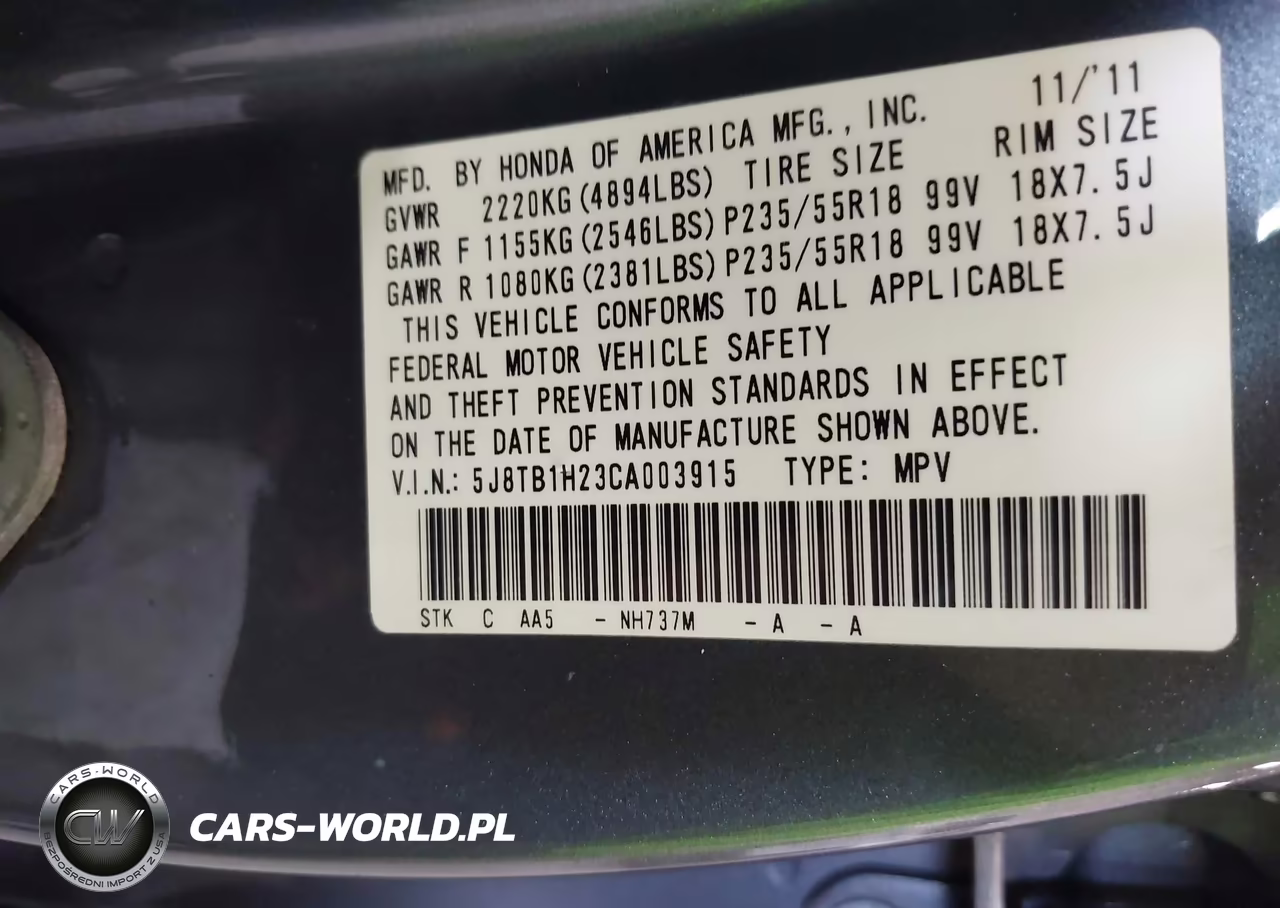 2012 Acura Rdx VIN:5J8TB1H23CA003915 - 9