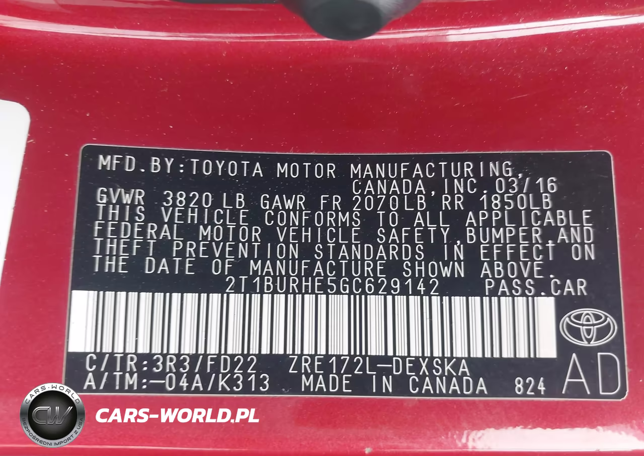 2016 Toyota Corolla S VIN:2T1BURHE5GC629142 - 9