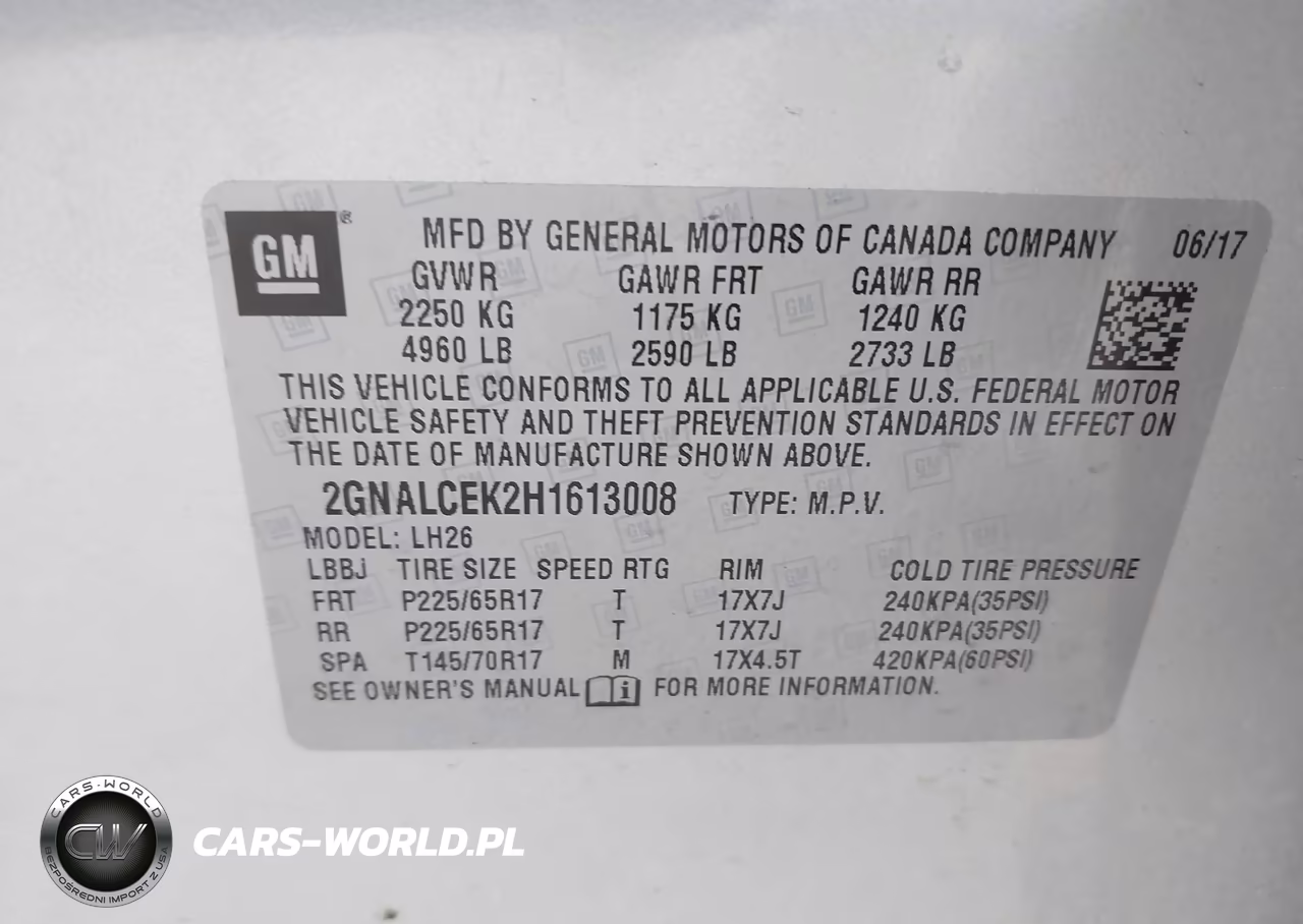 2017 Chevrolet Equinox Lt VIN:2GNALCEK2H1613008 - 9