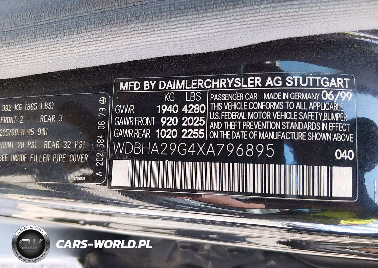 1999 Mercedes-Benz C 280 VIN:WDBHA29G4XA796895 - 9
