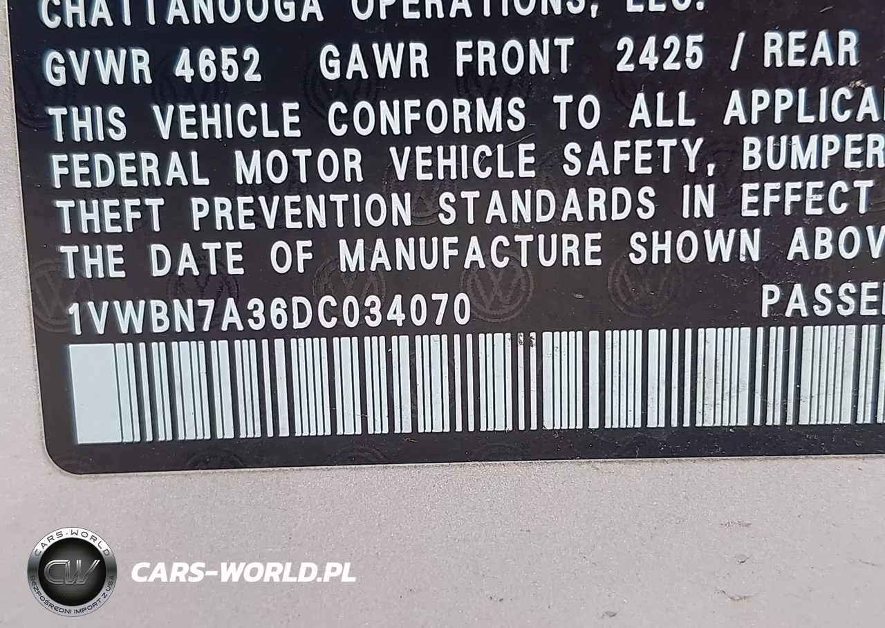 2013 Volkswagen Passat 2.0L Tdi Se VIN:1VWBN7A36DC034070 - 9