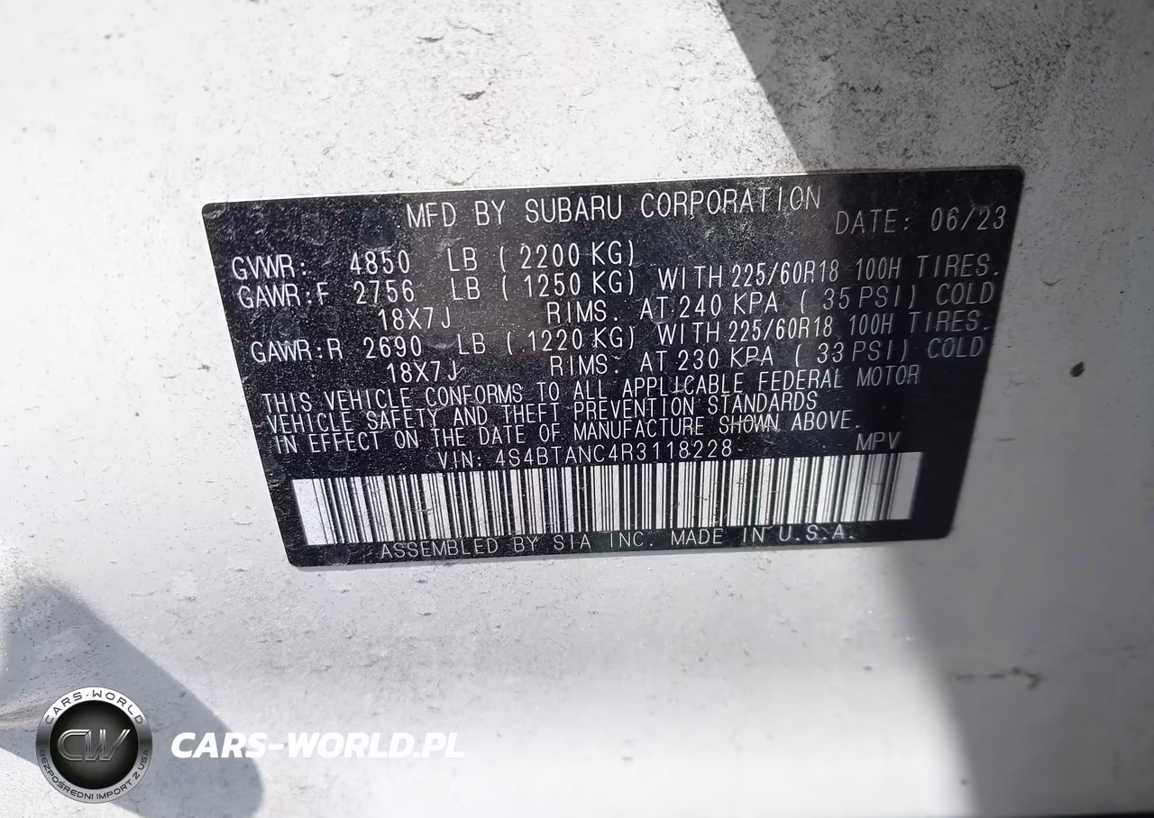 2024 Subaru Outback Limited VIN:4S4BTANC4R3118228 - 9