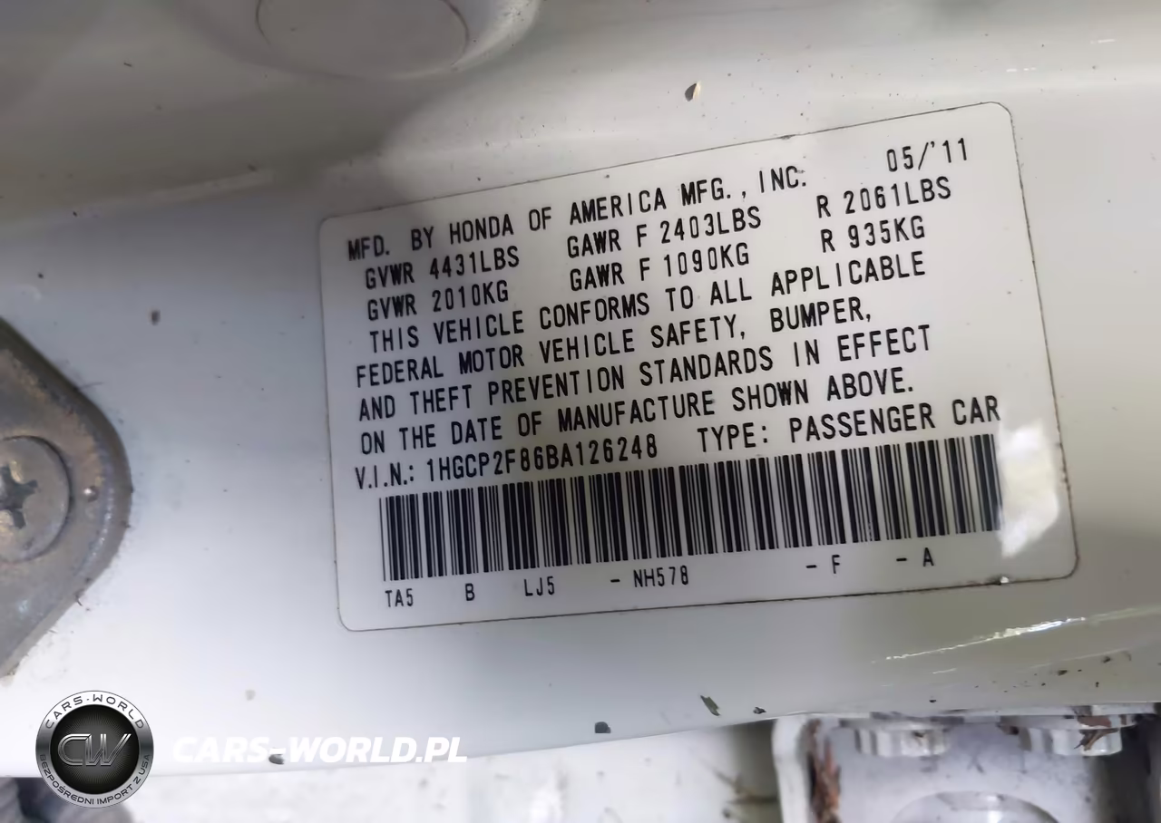 2011 Honda Accord 2.4 Ex-L VIN:1HGCP2F86BA126248 - 9
