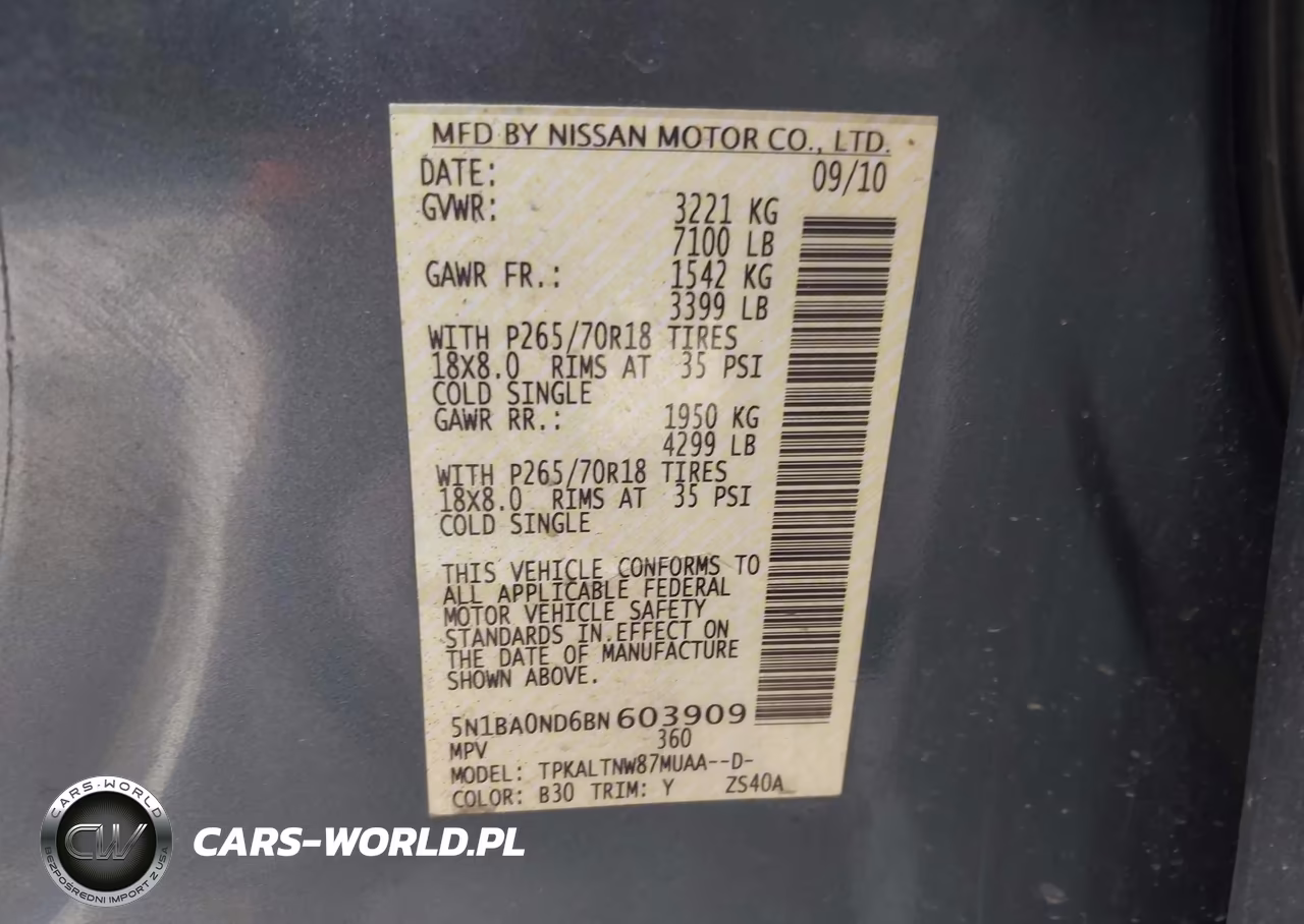 2011 Nissan Armada Sv VIN:5N1BA0ND6BN603909 - 9