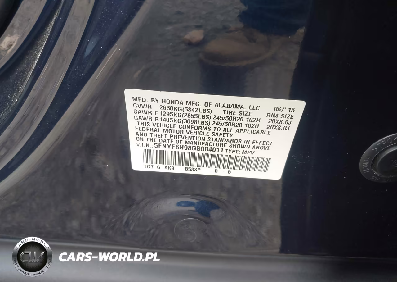 2016 Honda Pilot Touring VIN:5FNYF6H98GB004011 - 9