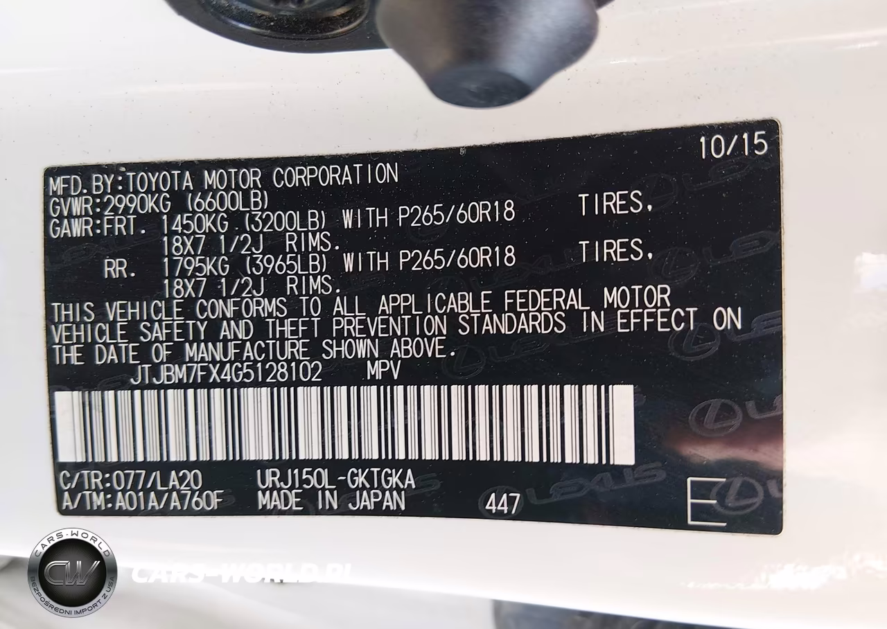 2016 Lexus Gx 460 VIN:JTJBM7FX4G5128102 - 9