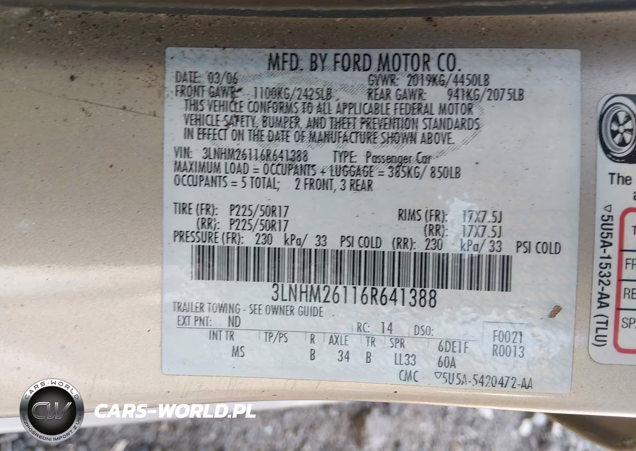 2006 Lincoln Zephyr VIN:3LNHM26116R641388 - 9