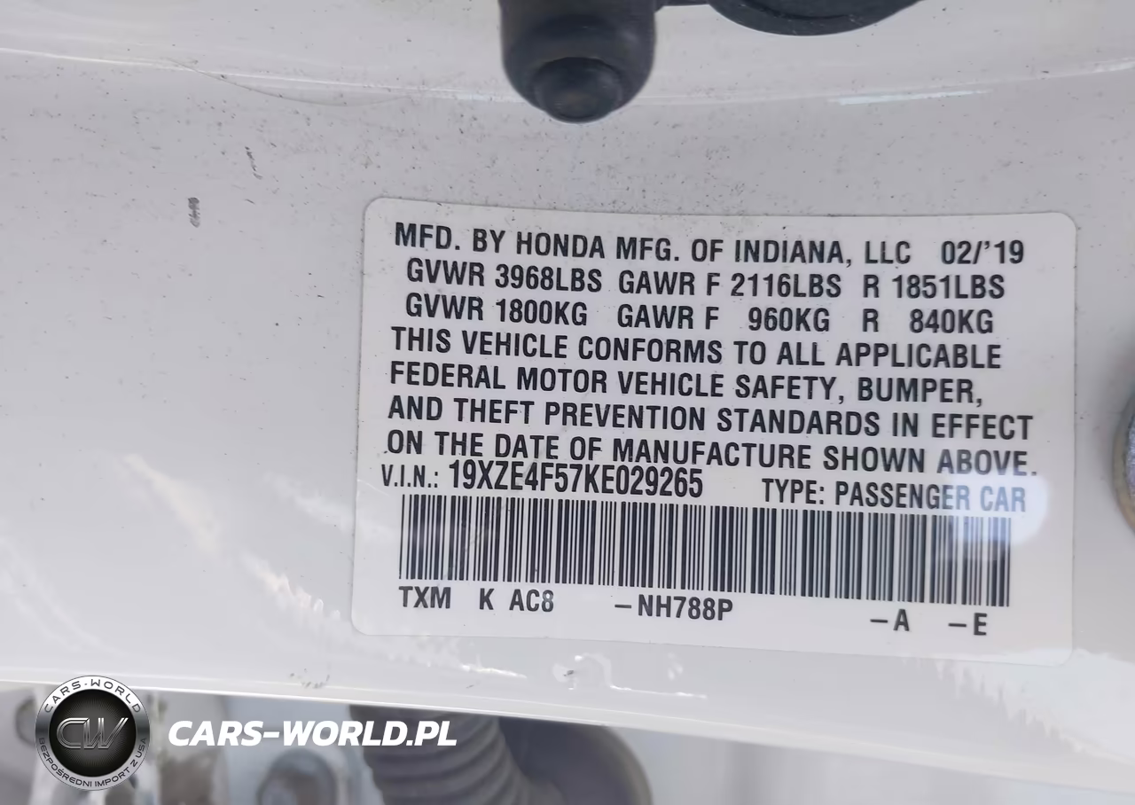 2019 Honda Insight Ex VIN:19XZE4F57KE029265 - 9