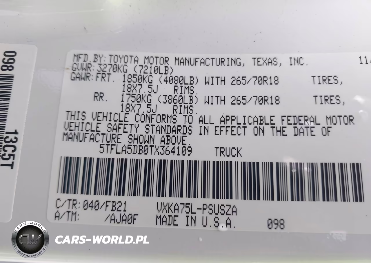 2026 Toyota Tundra Sr5 Crewmax 5.5' Bed VIN:5TFLA5DB0TX364109 - 9
