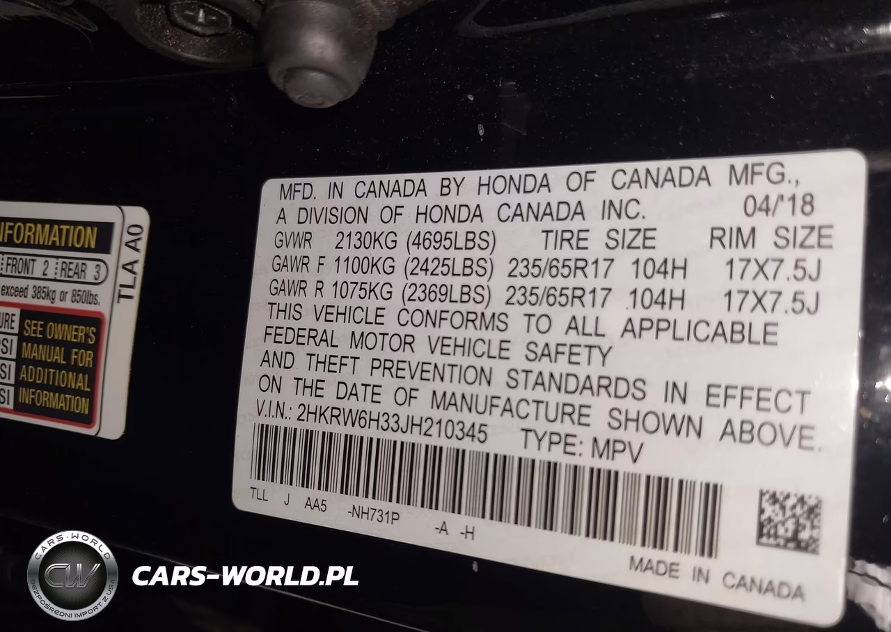 2018 Honda Cr-V Lx VIN:2HKRW6H33JH210345 - 9