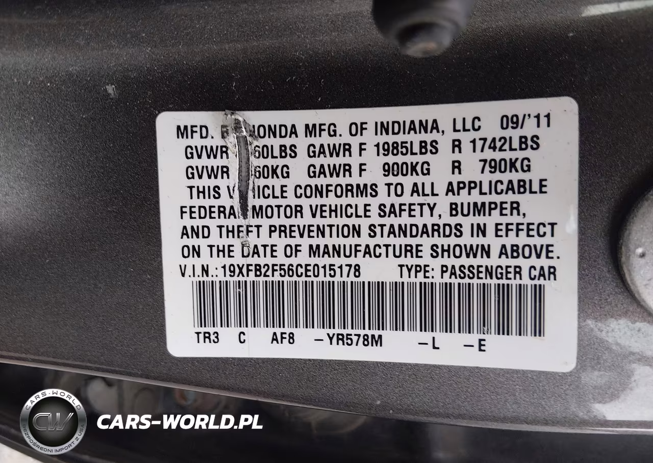 2012 Honda Civic Lx VIN:19XFB2F56CE015178 - 9