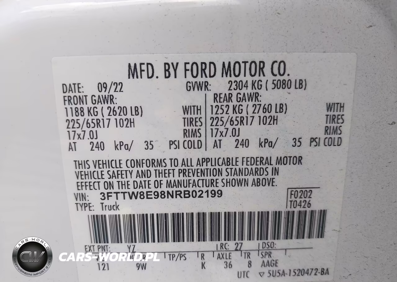2022 Ford Maverick Xl VIN:3FTTW8E98NRB02199 - 9