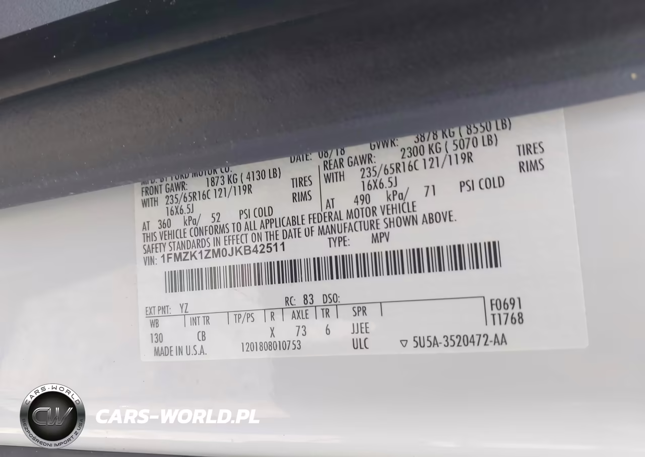2018 Ford Transit-150 Xl VIN:1FMZK1ZM0JKB42511 - 9