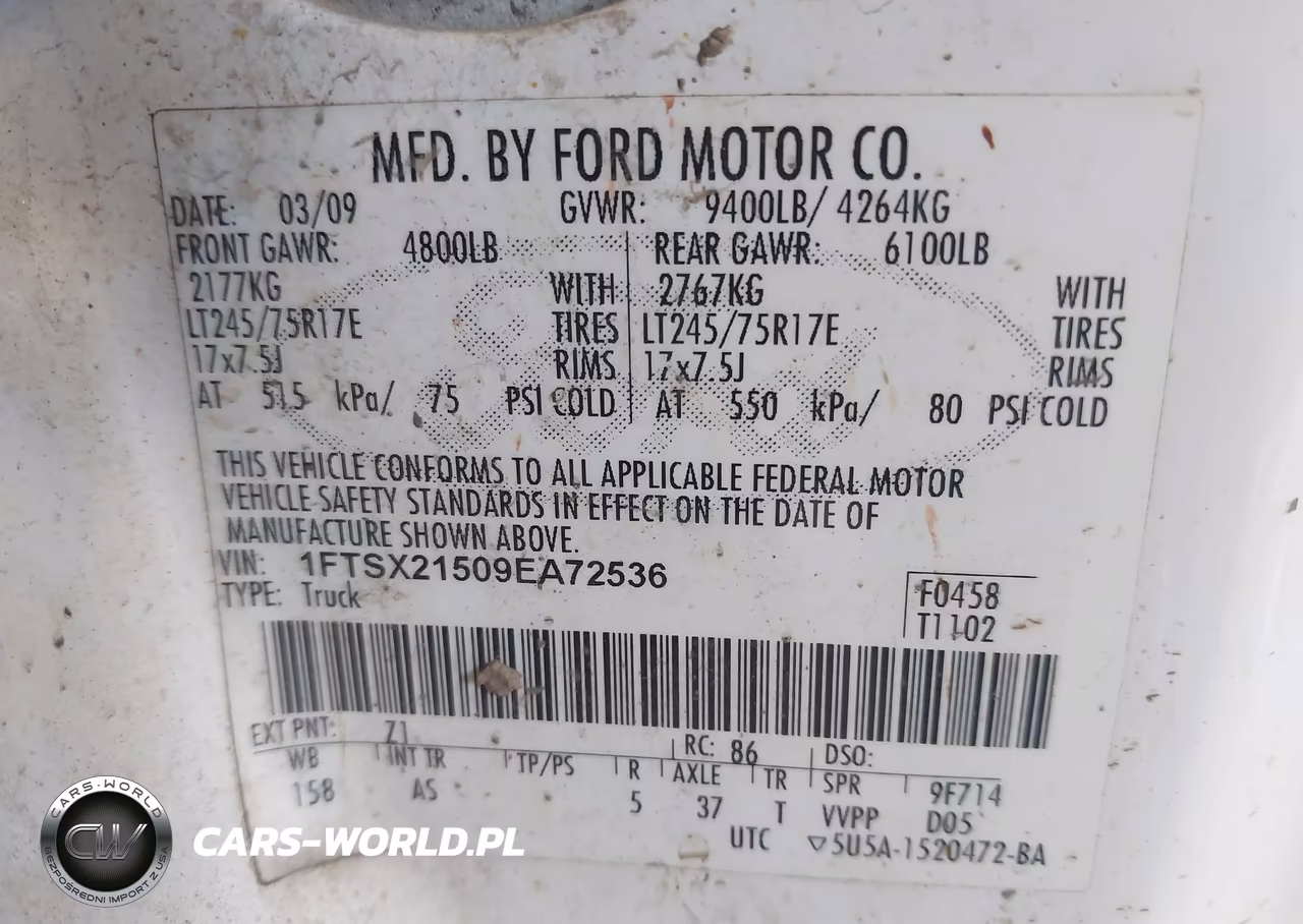 2009 Ford Super Duty F-250 Srw Fx4-Lariat-Xl-Xlt VIN:1FTSX21509EA72536 - 9
