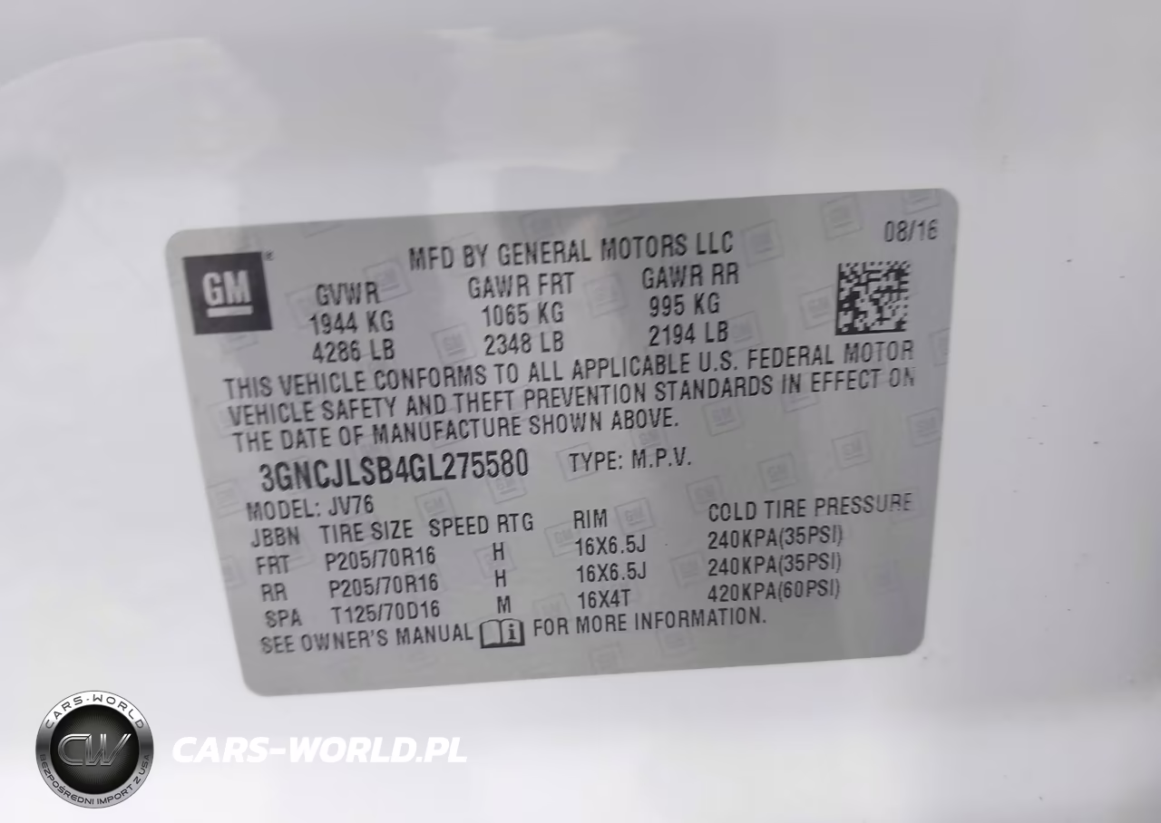 2016 Chevrolet Trax Lt VIN:3GNCJLSB4GL275580 - 9