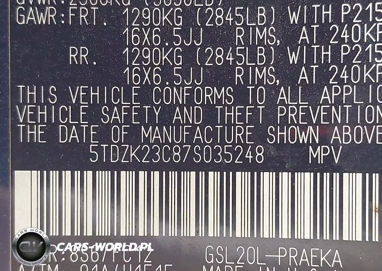 2007 Toyota Sienna Le VIN:5TDZK23C87S035248 - 9