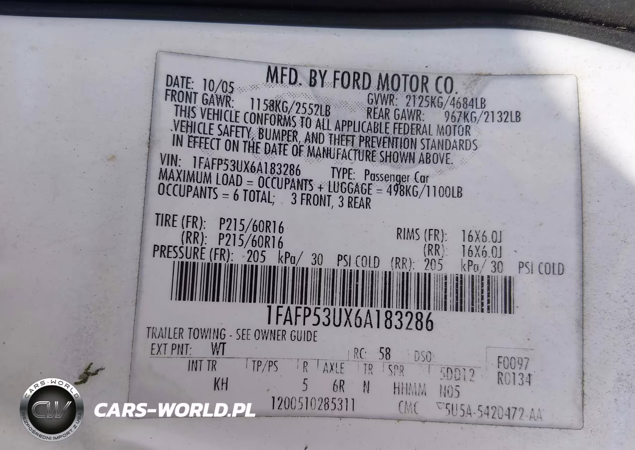 2006 Ford Taurus Se VIN:1FAFP53UX6A183286 - 9