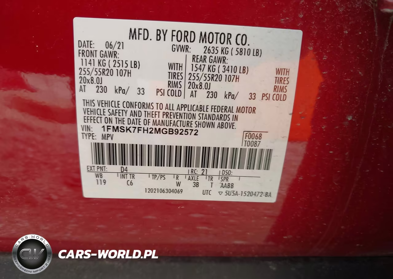 2021 Ford Explorer Limited VIN:1FMSK7FH2MGB92572 - 9