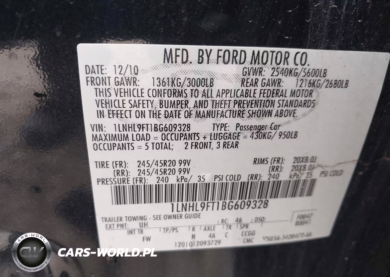 2011 Lincoln Mks Ecoboost VIN:1LNHL9FT1BG609328 - 9