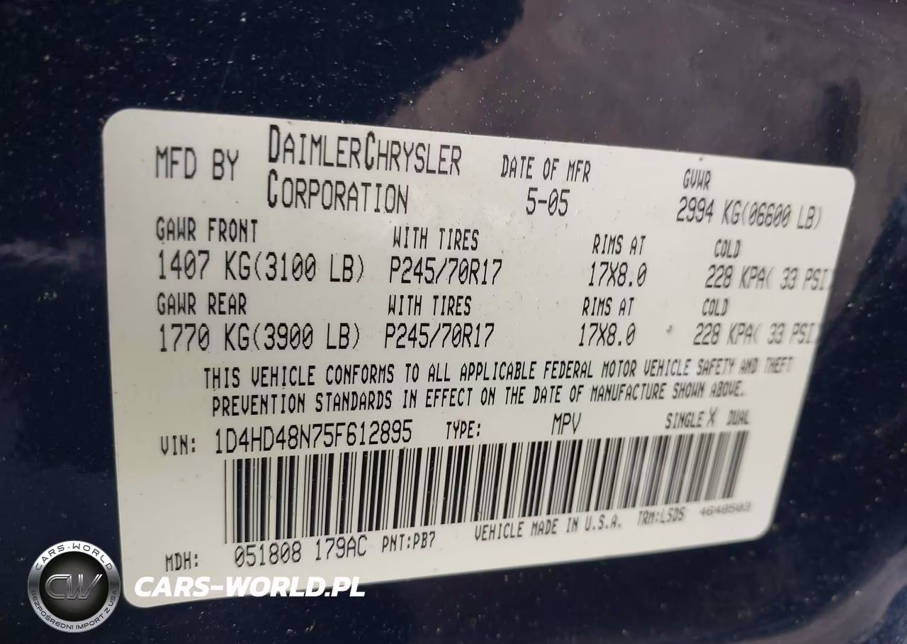 2005 Dodge Durango Slt VIN:1D4HD48N75F612895 - 9