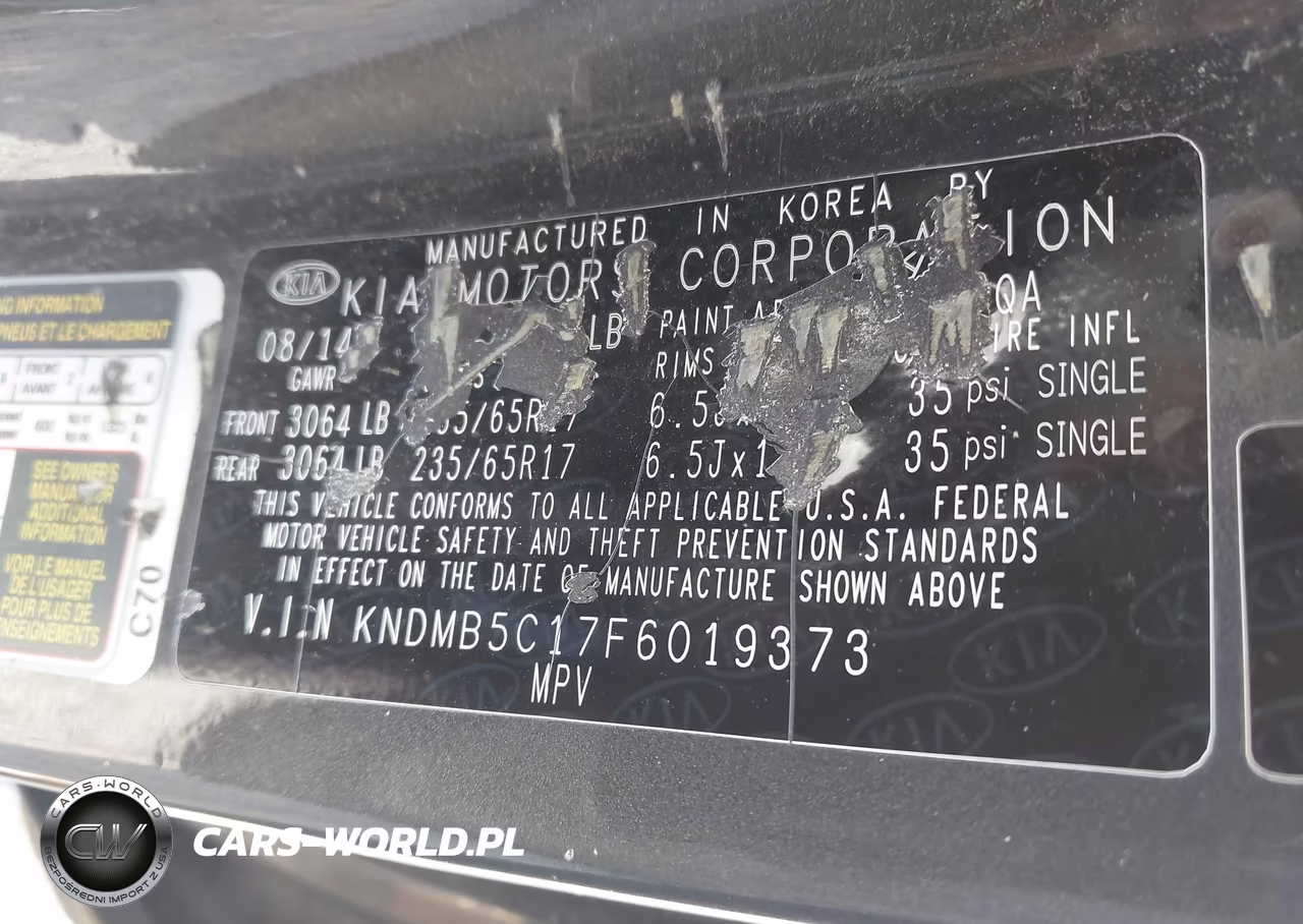 2015 Kia Sedona Lx VIN:KNDMB5C17F6019373 - 9