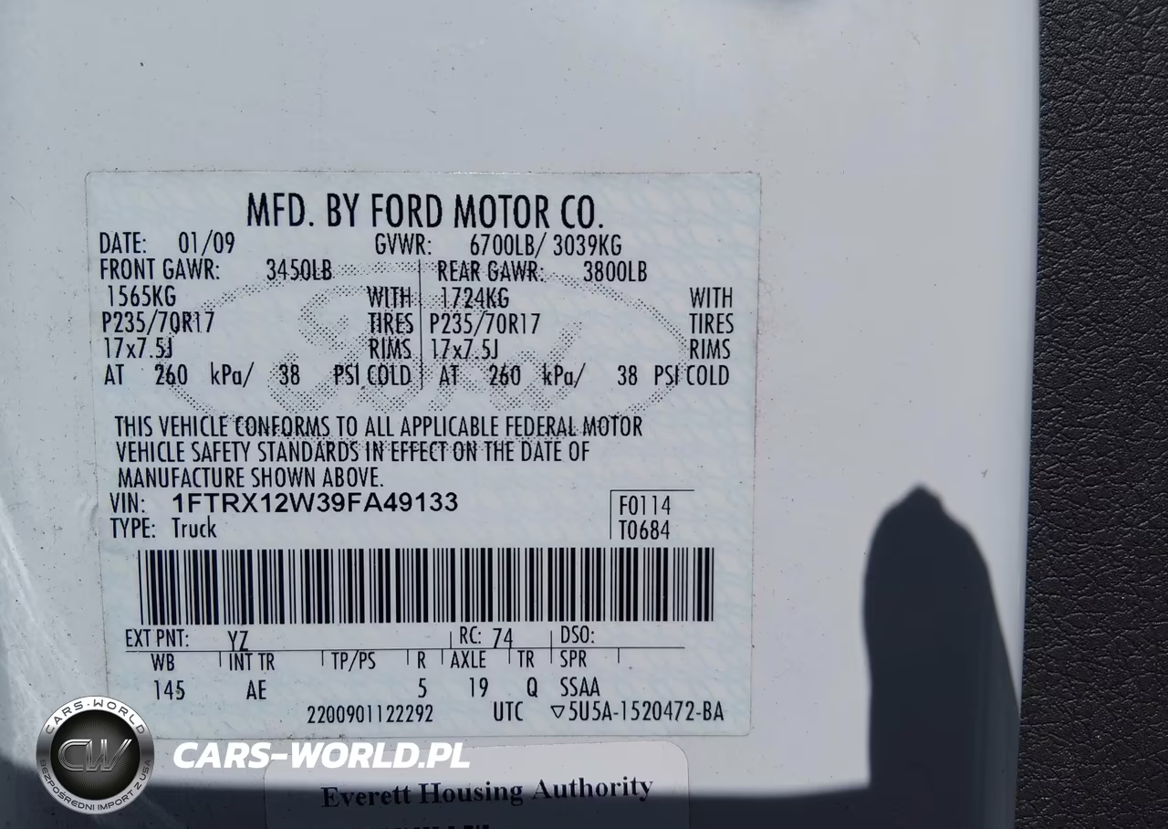 2009 Ford F-150 Stx-Xl VIN:1FTRX12W39FA49133 - 9