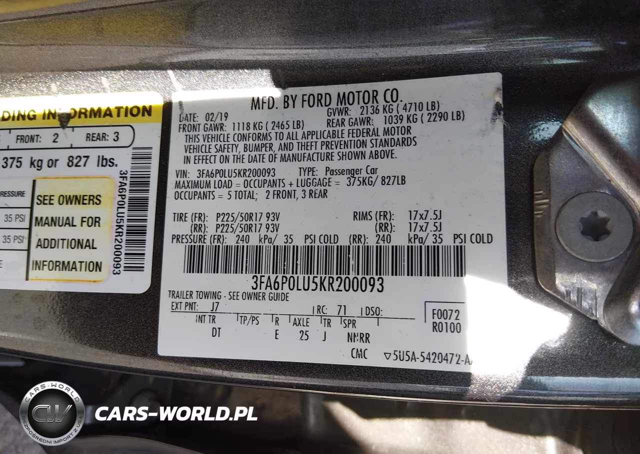 2019 Ford Fusion Hybrid Se VIN:3FA6P0LU5KR200093 - 9