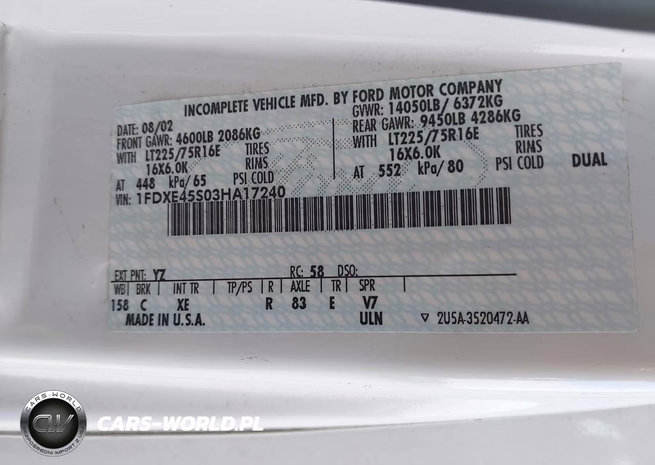 2003 Ford E-450 Cutaway Standard VIN:1FDXE45S03HA17240 - 8