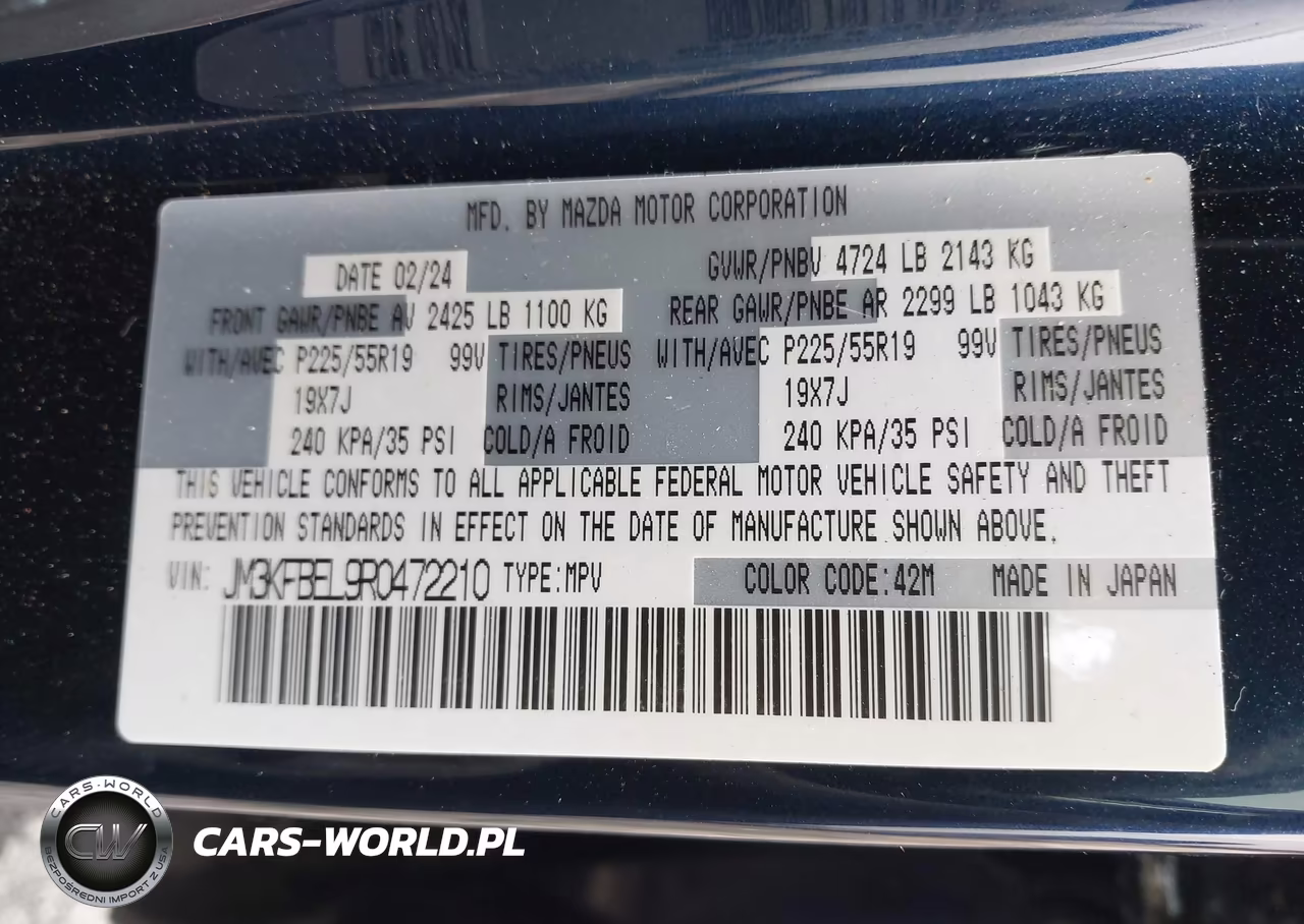 2024 Mazda Cx-5 2.5 S Premium Plus VIN:JM3KFBEL9R0472210 - 9