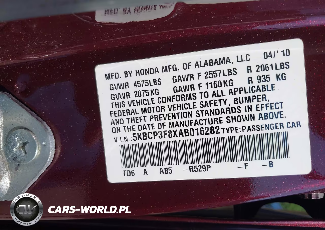 2010 Honda Accord 3.5 Ex-L VIN:5KBCP3F8XAB016282 - 9
